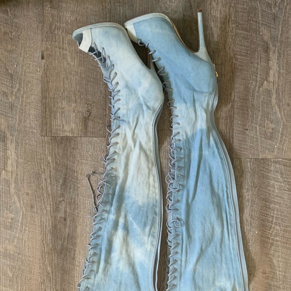 Denim lace up heels - Picture 4 of 5